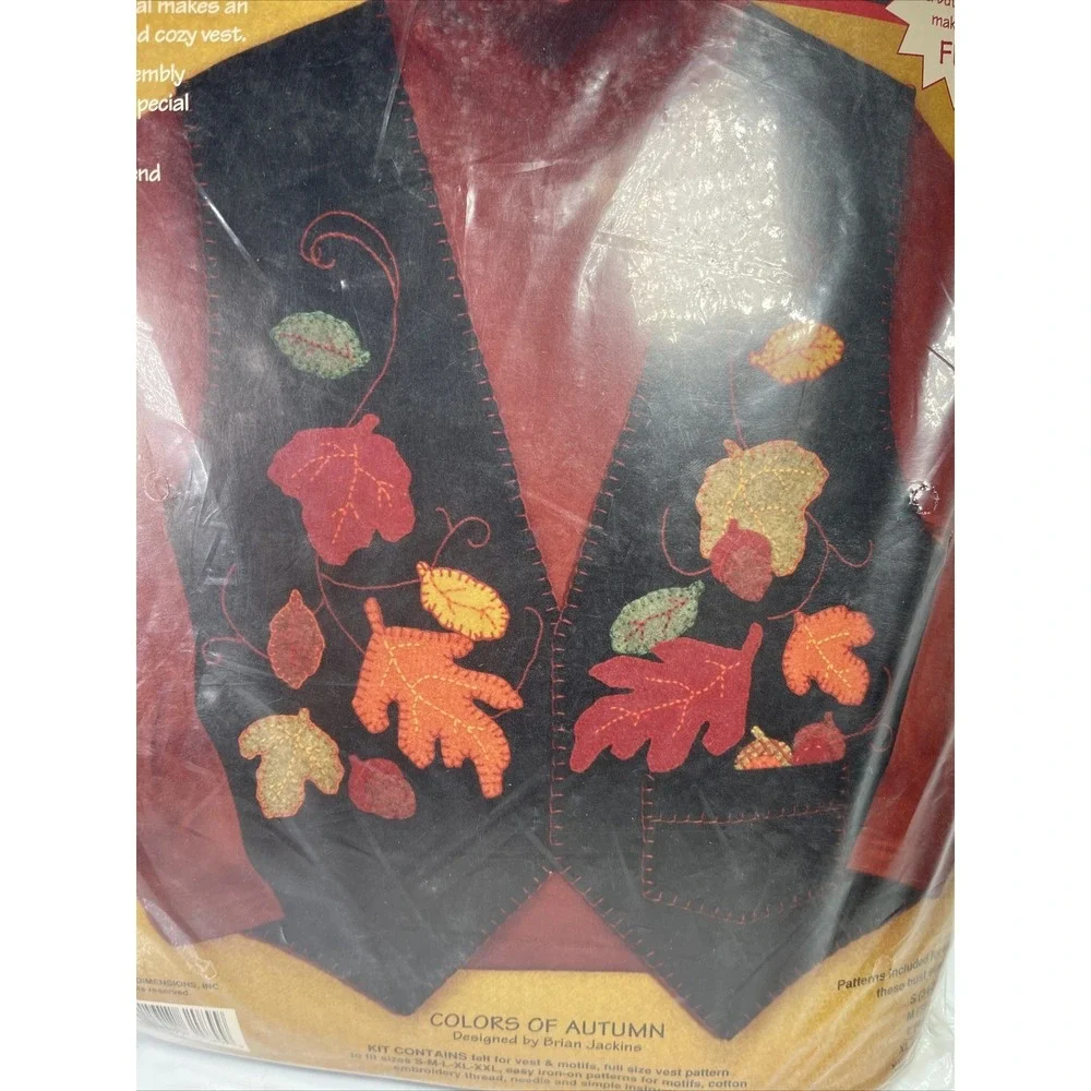 Vintage New DIMENSIONS 62089 Applique Vest Craft Kit‎ 1996 Colors Of Autumn